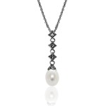 Freshwater Pearl Drop Pendant with Marcasite